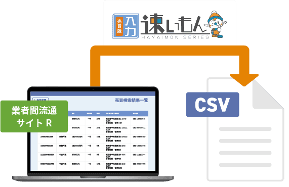 業者間流通サイトR→売買版入力速いもん→CSV